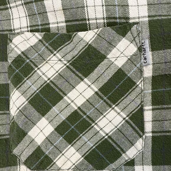 Carhartt Men's XL Green Flannel Plaid Long Sleeve Shirt Original Fit Button Up - Picture 3 of 8